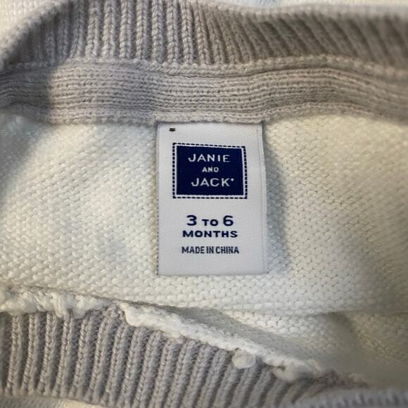 Janie and Jack Elephant Sweater‎ 1-Piece Babies Size 3-6 Months White Gray - Picture 2 of 9